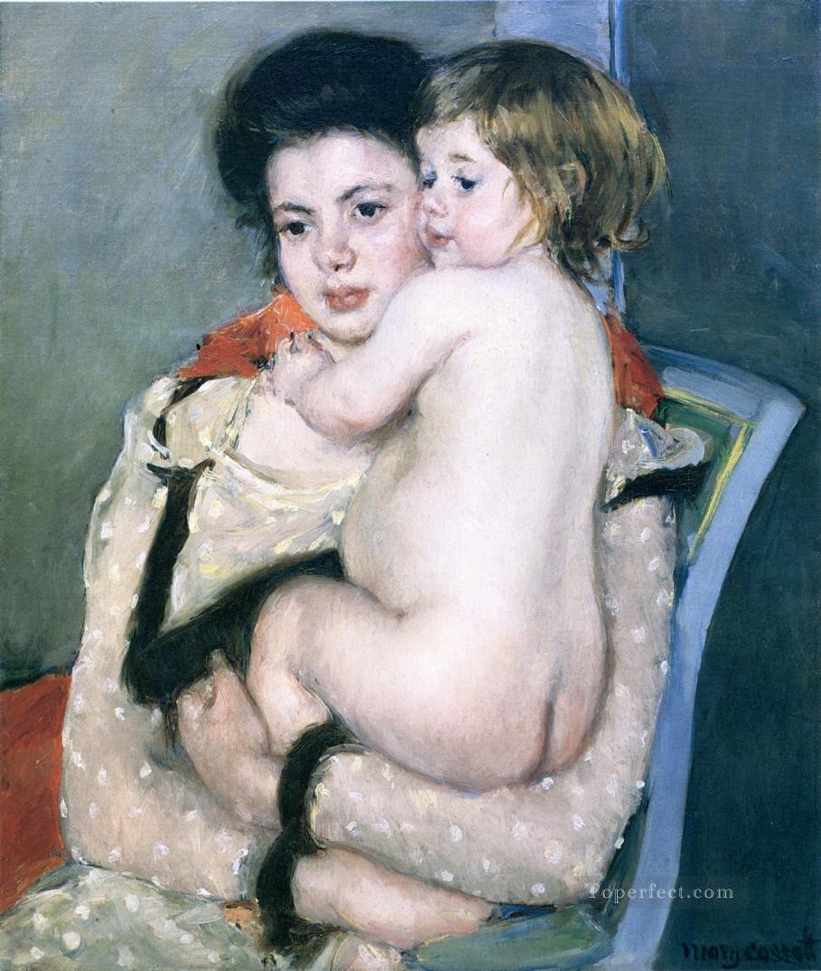 Reine Lefebvre Holding a Nude Baby mothers children Mary Cassatt Oil Paintings